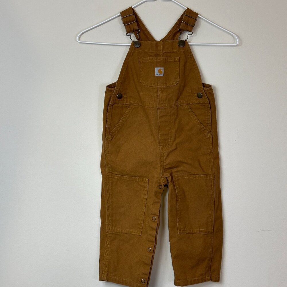 Carhartt Bib Overalls 100% Cotton Canvas Brown 24 Mo